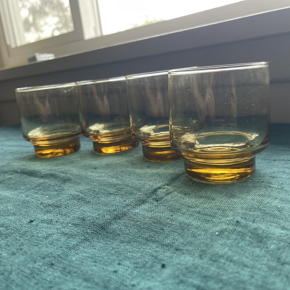 Vintage MCM Libbey "Malibou" (Tempo) Amber Juice/Rocks Glasses - Set of 4 - Picture 3 of 7